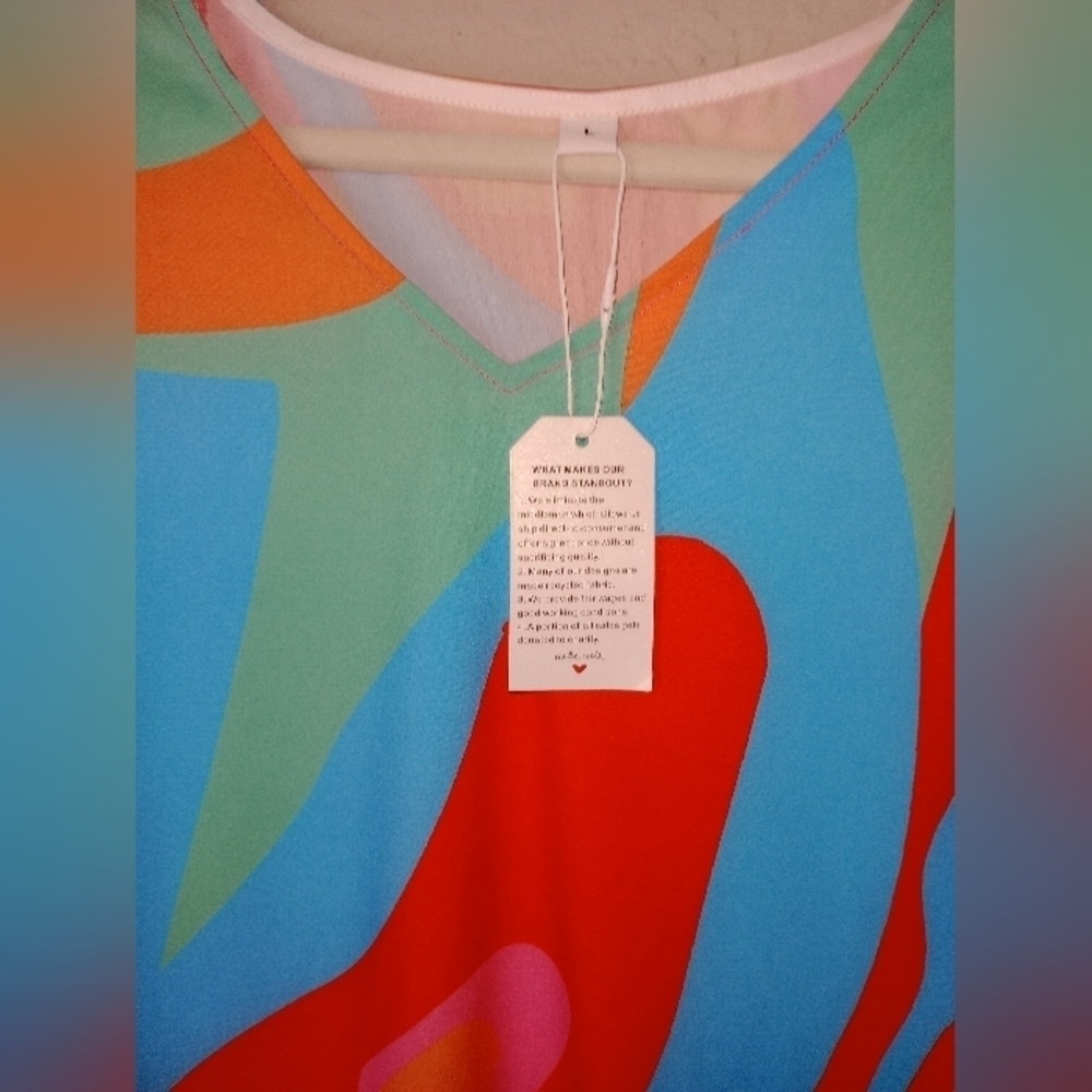 Casual Colorful V-neck Dress Size L - Picture 4 of 8